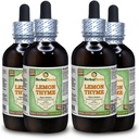 Lemon Thyme (Thymus x Citriodorus) Glycerite, Organic Dried Herb Alcohol-Free Liquid Extract (Brand Name: HerbalTerra, Proudly Made in USA) 4x4 fl.oz (4x120 ml) 2