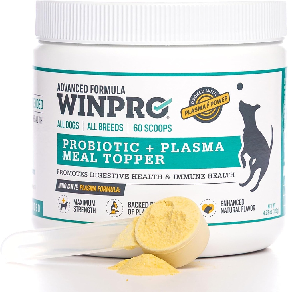WINPRO Dog Probiotic Powder Meal Topper, Spray Dried Plasma with Prebiotics and Probiotics for Digestive Support and Gut Health for Dogs, All Breeds, Ages, and Sizes, 60 Scoops, Made in USA 2