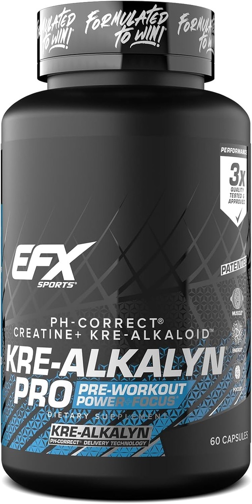 EFX Sports Kre-Alkalyn Pro | pH Correct Creatine Monohydrate Pill Supplement | Muscle Building Pre Workout for Men & Women | 30 Servings, 60 Capsules 2