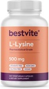 BESTVITE Filler-Free L-Lysine 500mg (240 Veg Capsules) - Vegan - No Stearates or Fillers - Non GMO - Gluten Free - No Dicalcium Phosphate - Amino Acid Supporting Skin, Lip & Immune Health* 2
