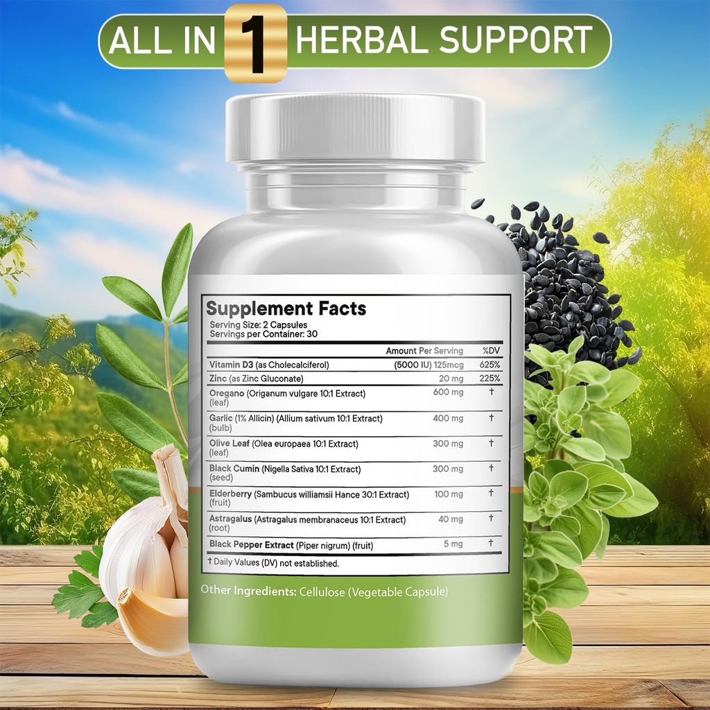 JB Wellness Oregano Oil, Garlic Extract, Olive Leaf, with Astragalus - Immune Support & Digestive Health Supplement for Women and Men - 180 Count 3