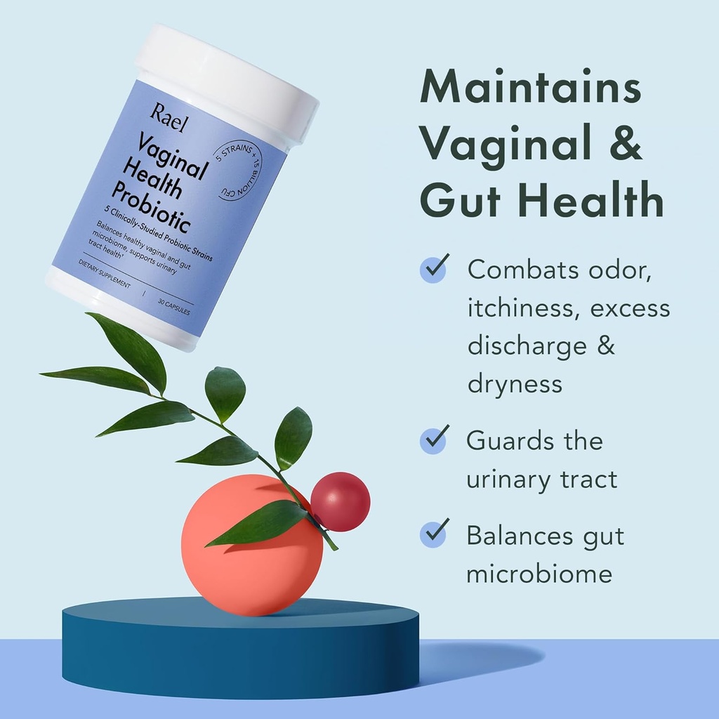 Rael Bundle - Probiotics Supplements for Women, Digestive Enzymes, Urinary Tract Health (30 Day Supply) & Flushable Feminine Wipes, pH Balance (10 Count, Pack of 3) 3