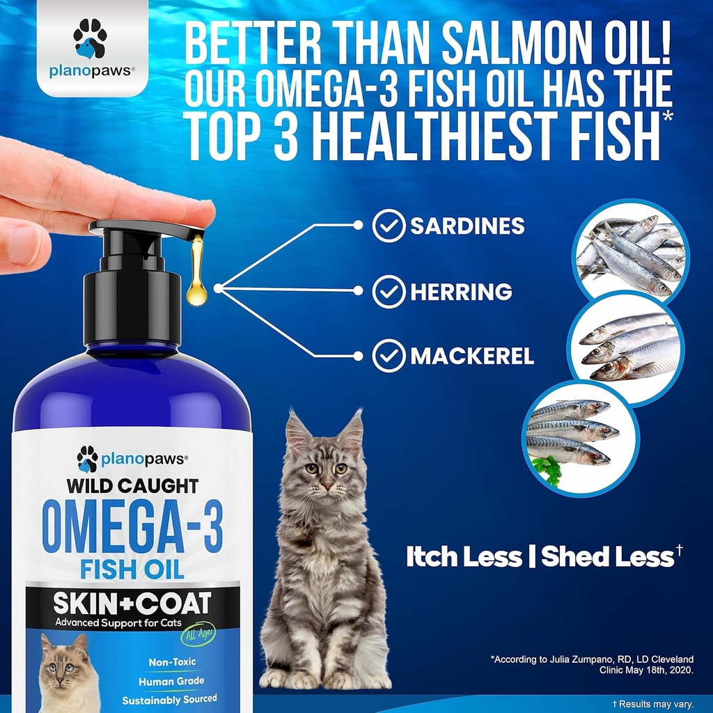 Omega 3 Fish Oil for Cats - Better Than Salmon Oil - Kitten & Cat Vitamins and Supplements - Cat Dandruff Treatment - Liquid Fish Oil for Pets - Shedding Support - Cat Health Supplies for All Ages 5