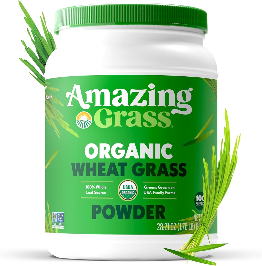 Amazing Grass Wheat Grass Powder: 100% Whole-Leaf Wheat Grass Powder for Energy, Detox & Immunity Support, Chlorophyll Providing Greens, 100 Servings 3