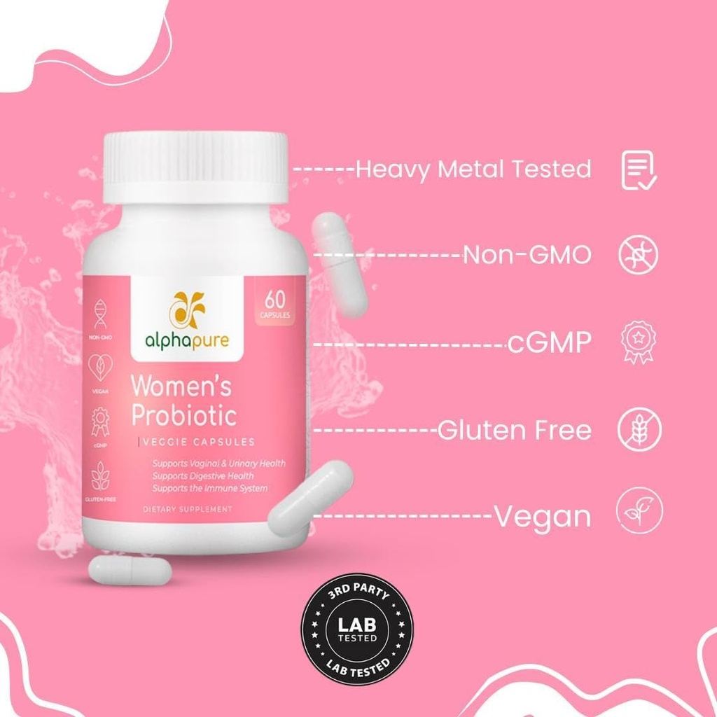 Women's Probiotics 60 Veggie Capsules with Prebiotics - 50 Billion CFUs, 14 Strains for Digestive Health - Cranberry and D-Mannose for Urinary Tract Health - Once Daily 5