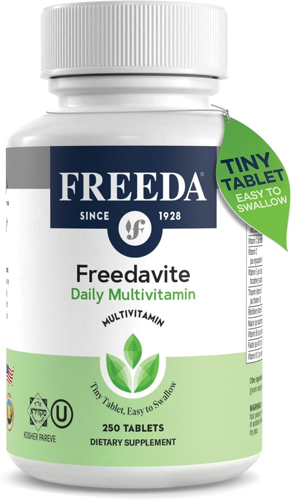 Freedavite Tiny Tablet - Moderate Multivitamin for Men and Women - Pure Vitamin A, C, D, E, B1, B2, B6, B12, Biotin, Calcium, Zinc, Iron, Magnesium, Manganese, Copper, Selenium, Iodine - 250 Count 2