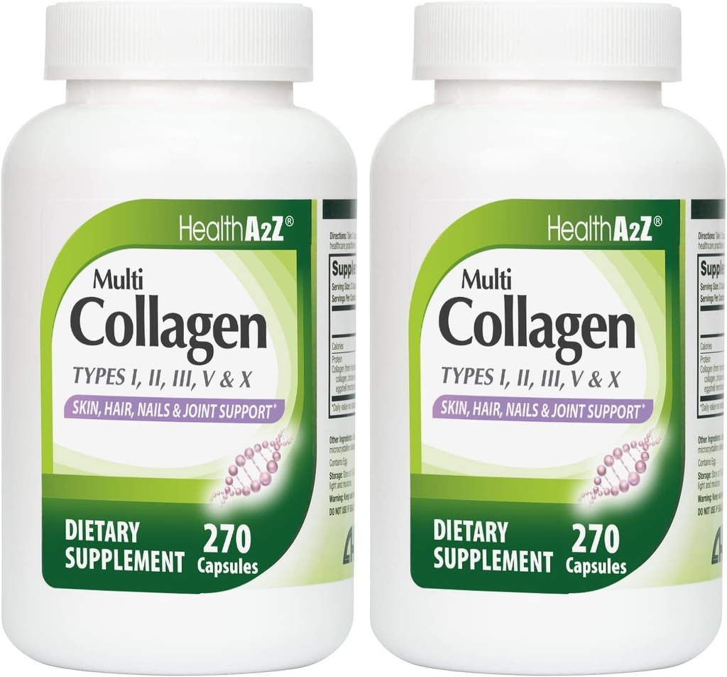HealthA2Z® Multi Collagen Pills | 1735 mg | 270 Collagen Capsules | Types I, II, III, V & X | for Healthy Skin, Hair, Nails & Joint Support 5