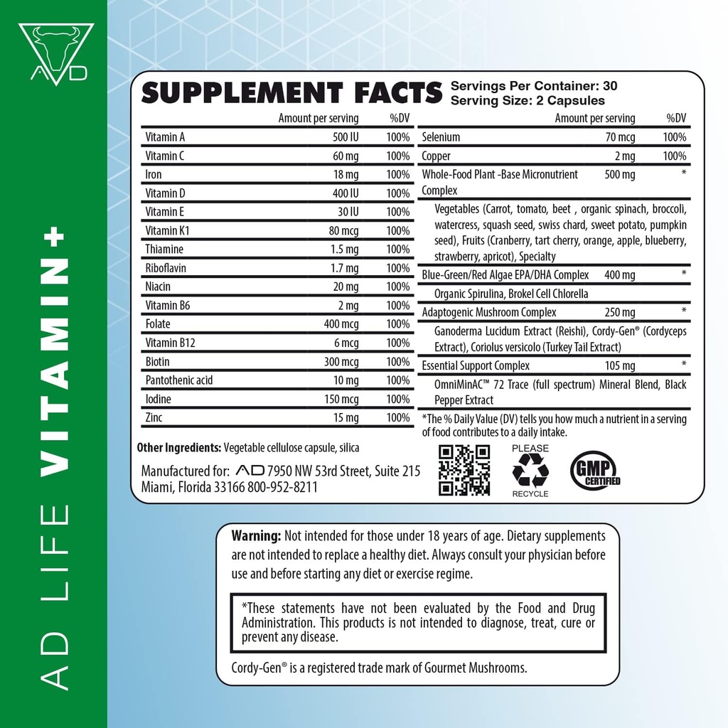 Project AD Vitamin+ Multimineral Multivitamin Supplement Complete Antioxidant, Energy & Immune Support. (60 Servings) 3
