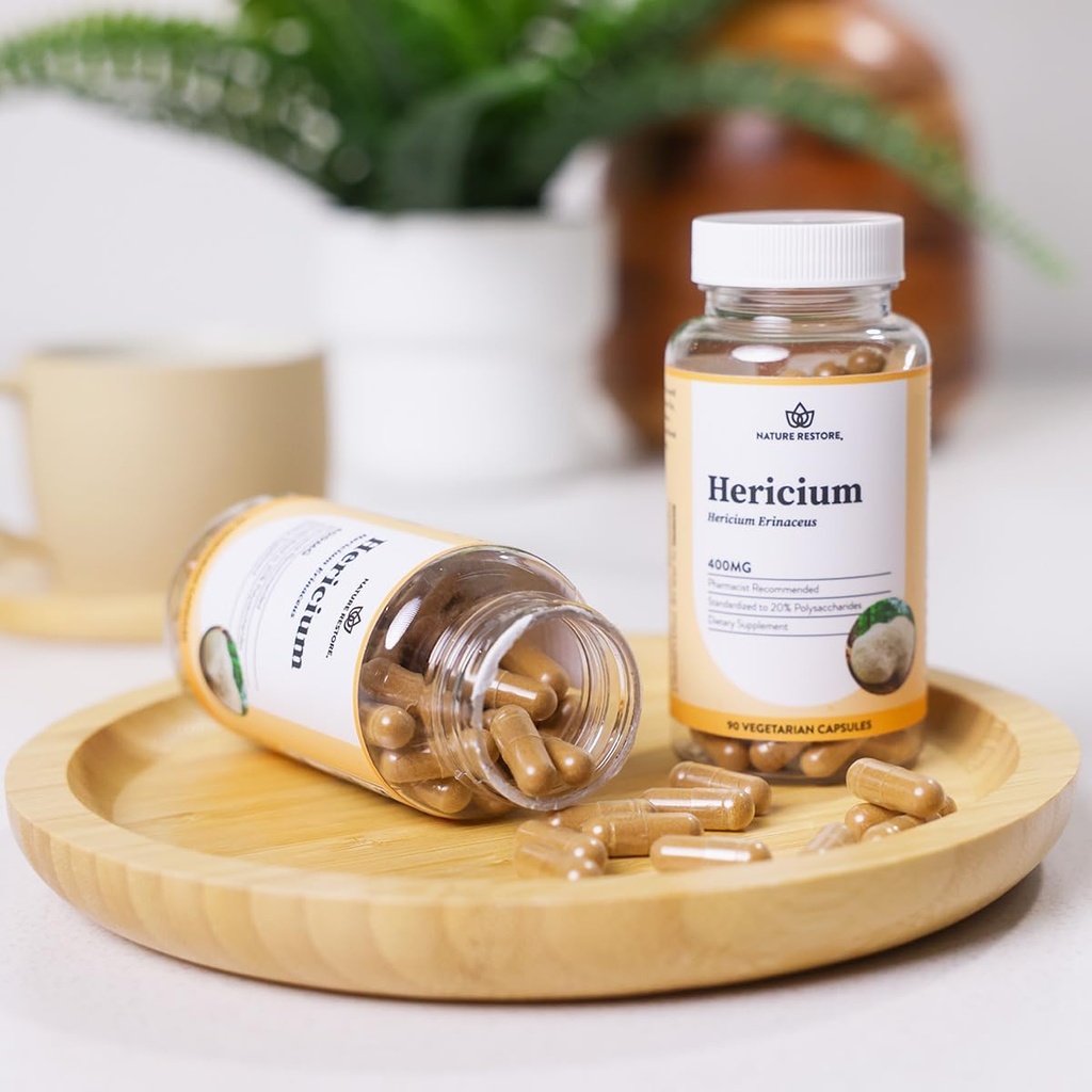 Nature Restore Hericium Erinaceus Extract Mushroom Supplement, 90 Capsules, 20% polysaccharides, Lion's Mane 6