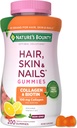 Nature's Bounty Optimal Solutions Hair, Skin and Nails Collagen Pectin Gummies, 100 mg Collagen and 2,500 mcg Biotin Per Serving, No Stick Gummy, Tropical Citrus Flavor, 200 ct, 100 Total Servings 2