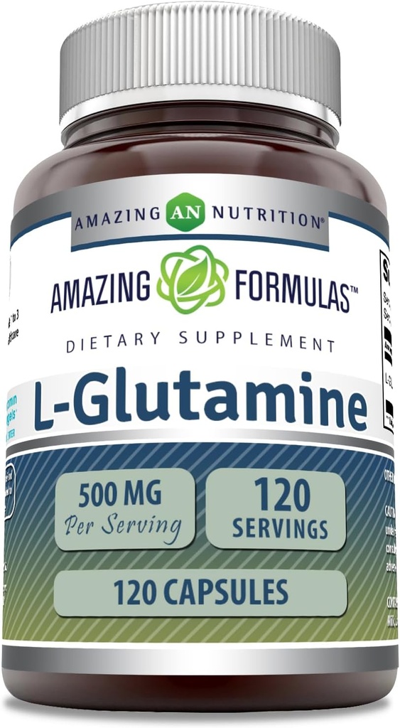 Amazing Formulas L-Glutamine Amino Acid Supplement | 500 Mg | Capsules | Non-GMO | Gluten-Free | Made in USA (1 Pack | 120 Count) 2