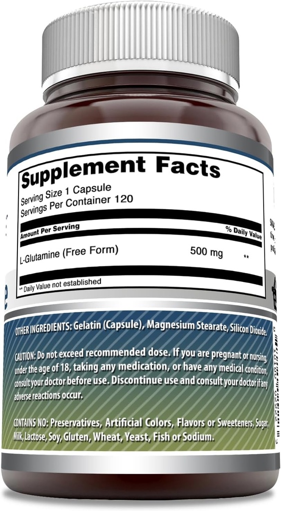 Amazing Formulas L-Glutamine Amino Acid Supplement | 500 Mg | Capsules | Non-GMO | Gluten-Free | Made in USA (1 Pack | 120 Count) 3