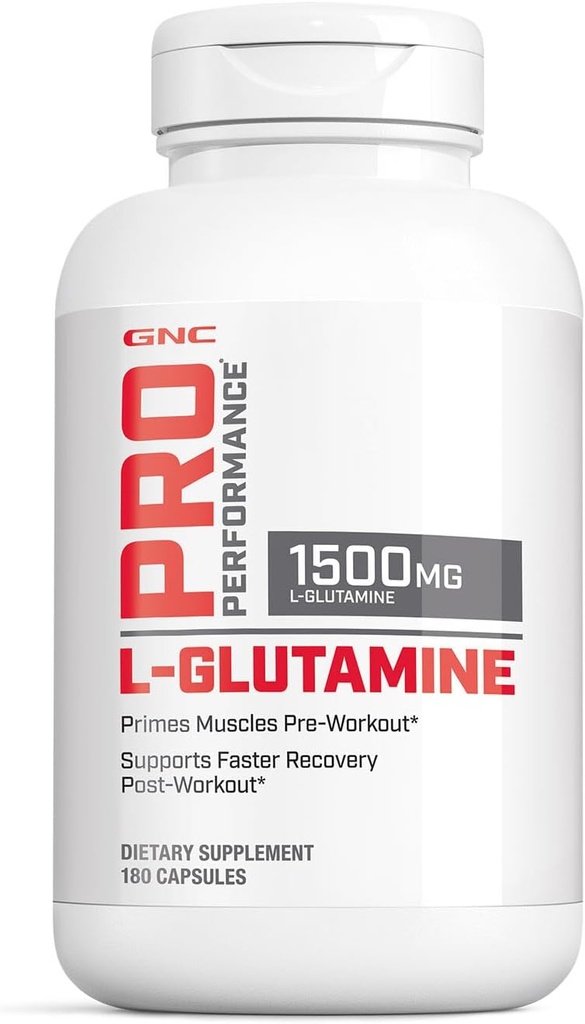 GNC Pro Performance L-Glutamine 1500mg, Amino Acid Supplement, Supports Muscle Recovery & Function, Fuels Immune System, Plays Key Role in Protein Synthesis, Unflavored, Gluten Free, 180 Capsules 2