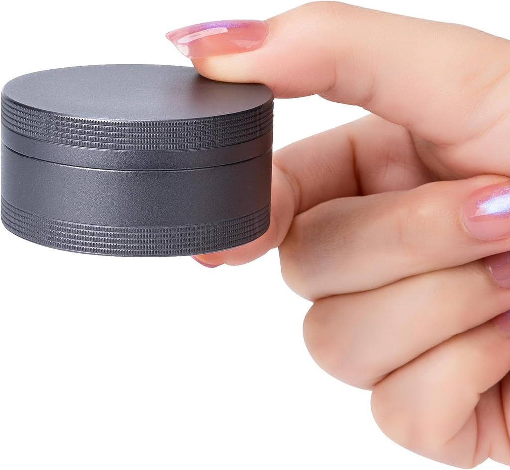 Daily Metal Pill Box Pill Case - Single Waterproof Travel Pill Container Round Aluminum Alloy Storage Medicine Organizer Multitool EDC Every Day for Vitamin, Fish Oil Gray Medium Size 2