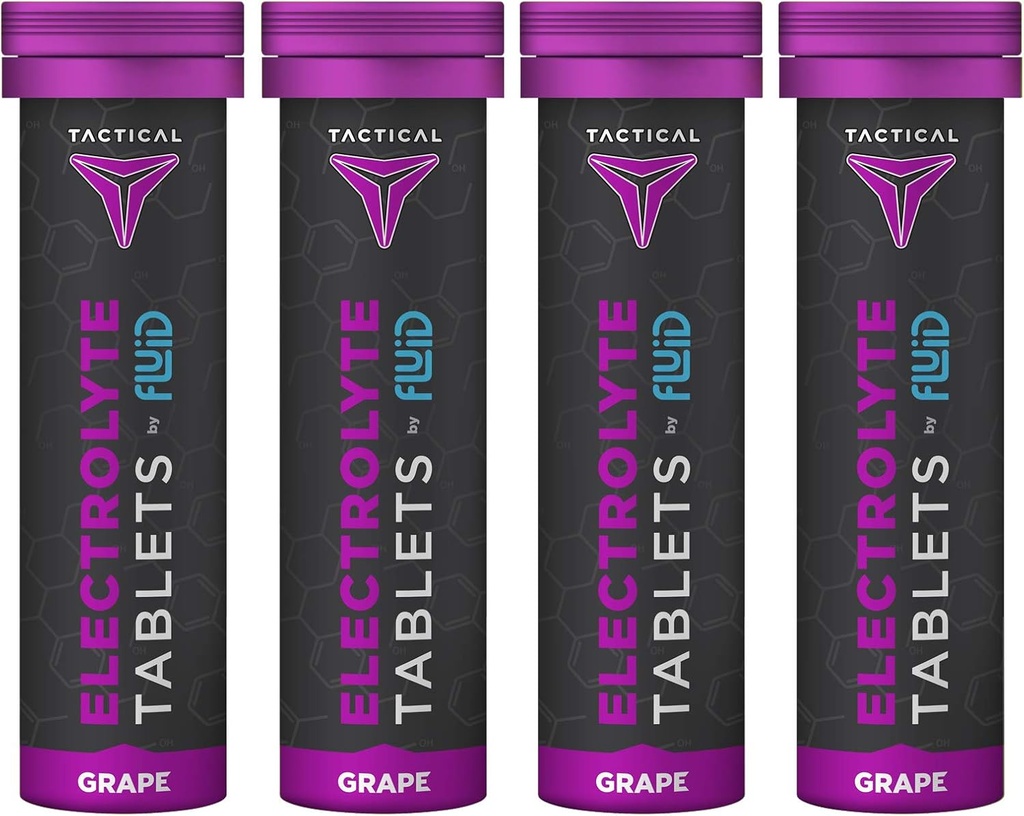 Fluid Tactical- Effervescent Hydration Tablets, Electrolyte Replacement & Dehydration Prevention, 4 Pack, 40 Tablets (Grape) 2