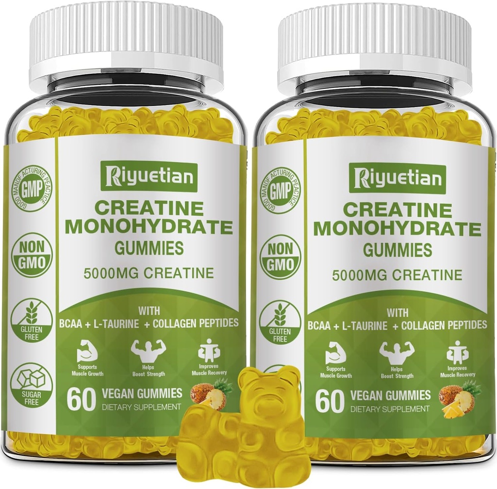 Creatine Monohydrate Gummies, Creatine for Men & Women, Chewable Creatine for Enhancing Focus and Endurance, 5g Creatine per Serving, Sugar-Free, 120 Count 2