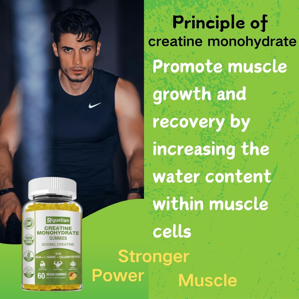 Creatine Monohydrate Gummies, Creatine for Men & Women, Chewable Creatine for Enhancing Focus and Endurance, 5g Creatine per Serving, Sugar-Free, 120 Count 5