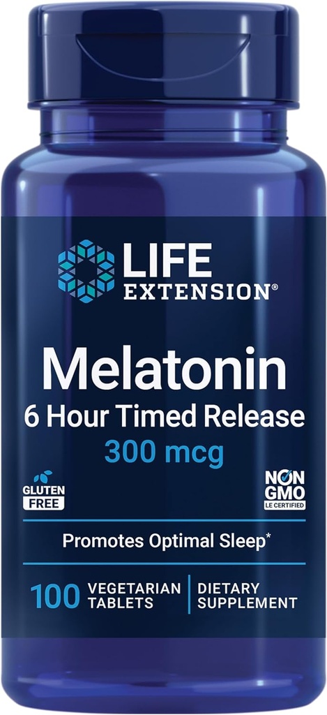 Life Extension DHEA 25mg and Melatonin 6 Hour Time Release 300mcg - 100 Capsules and 100 Tablets 2