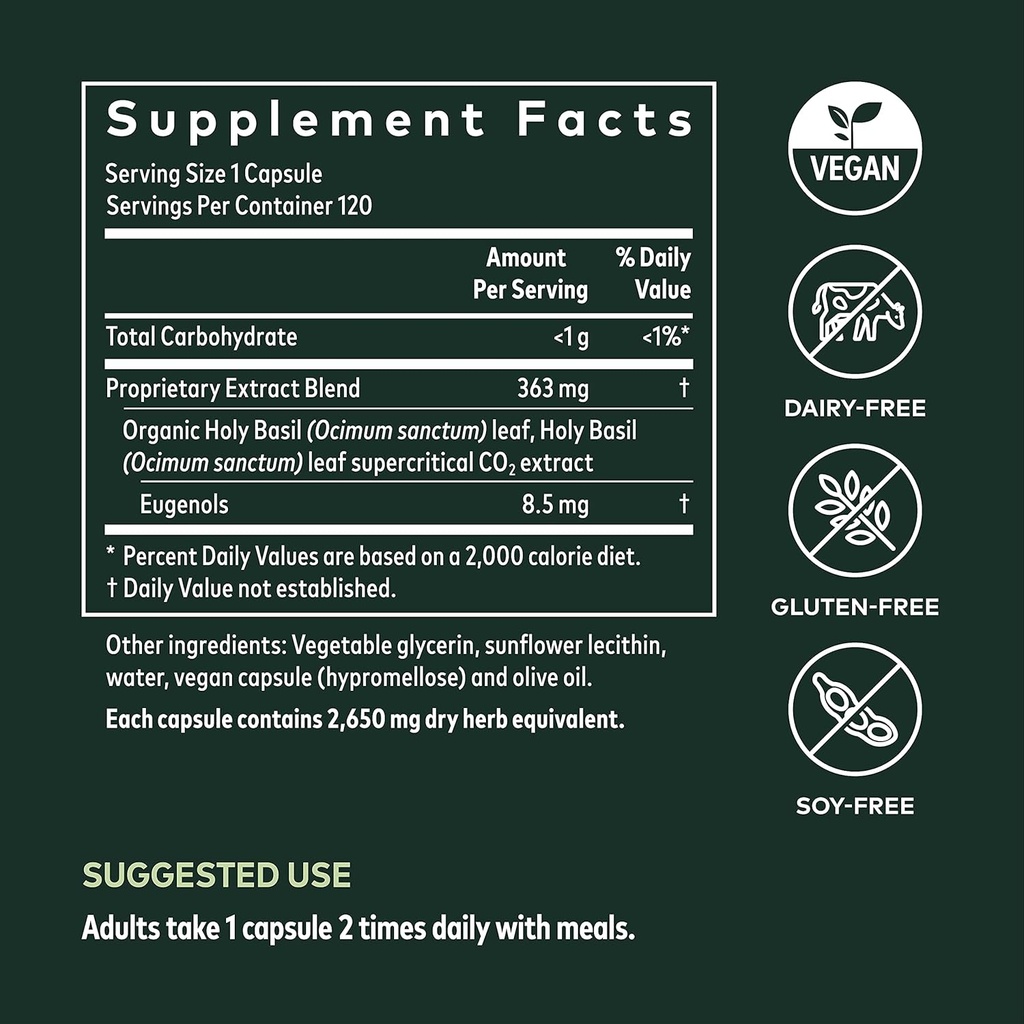 Gaia Herbs Lion’s Mane Mushroom - Help Maintain Neurological Health - 120 Vegan Liquid Phyto-Capsules & Holy Basil Leaf - Helps Sustain a Positive Mindset and Balance in Times of Stress - 120 Vegan Li 4