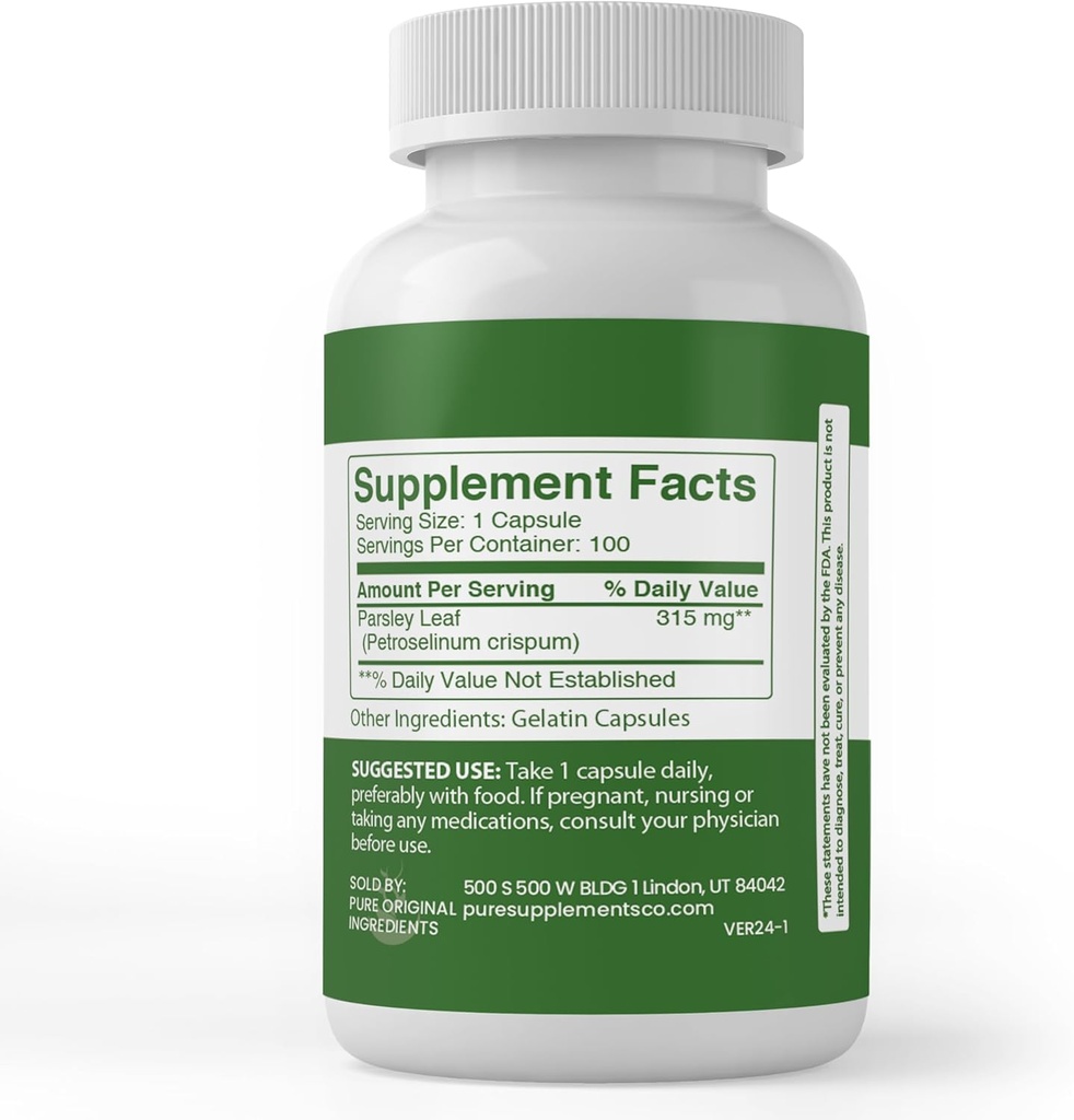 PURE ORIGINAL INGREDIENTS Parsley, (100 Capsules) Always Pure, No Additives Or Fillers, Lab Verified 4