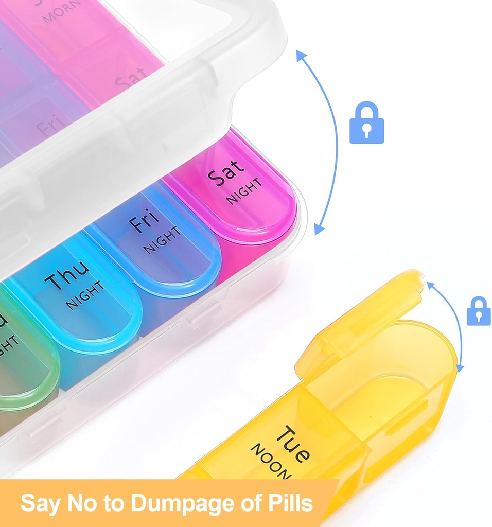 Weekly Pill Organizer 3 Times a Day,Travel Pill Box 7 Day,Daily Portable Small Pill Case,Moisture-Proof Medicine Organizer Box for Vitamins, Fish Oils, Supplements and Medications Supplement（White） 3