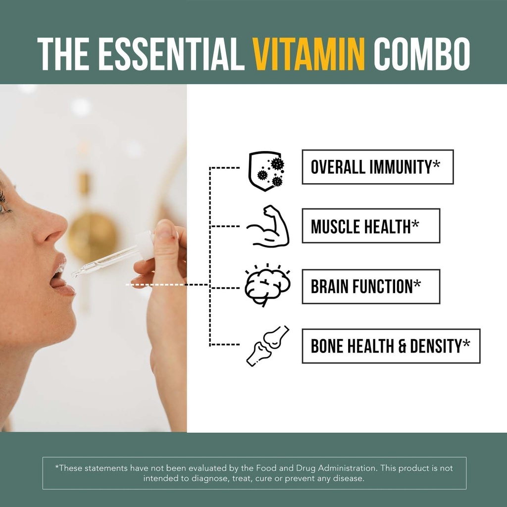 Organic Plant D3 + K2 - 10,000 iu - All-Trans MK7 from MenaQ7 (120 mcg K2)100% Organic & Plant-Based Sublingual D3 Drops (Cholecalciferol), 100% Vegan - Supports Immunity, Bone, Mood & Brain (2 Pack) 6