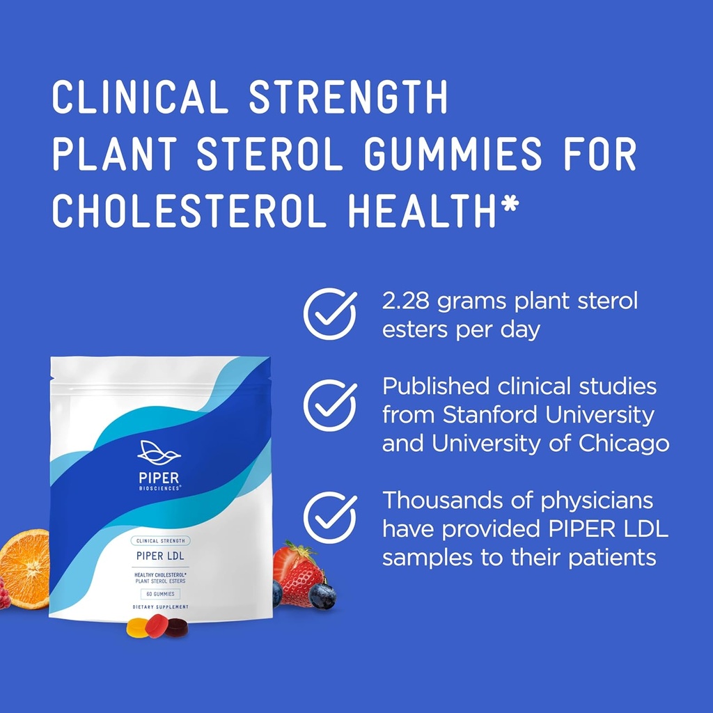 Piper LDL Clinical Strength Healthy Cholesterol Gummies (2280 mg Plant Sterol Esters Per Day): Two Packs Each with 60 Gummies, Vegan, 30 Day Supply 3