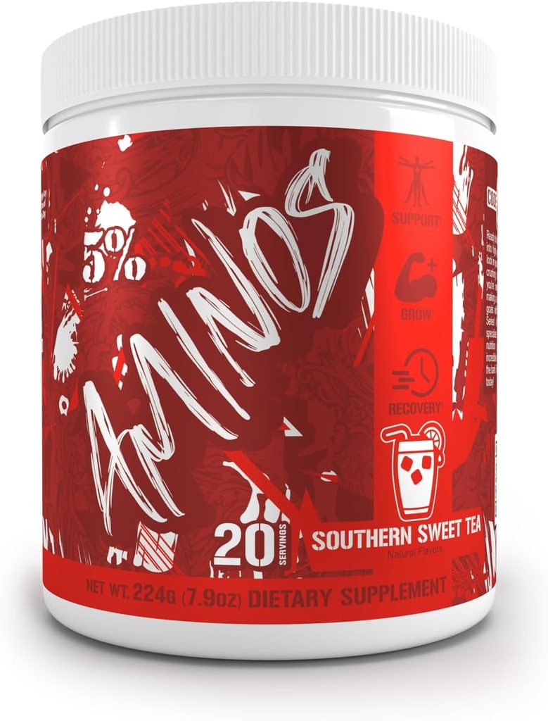 5% Nutrition Code Red Aminos BCAA & EAA Post Workout Recovery Powder | Full Spectrum Essential Amino Acid Complex for Men & Women (Southern Sweet Tea) 2