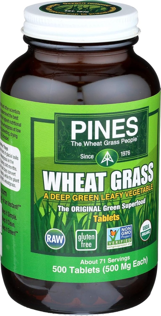 Pines Organic Wheat Grass, 500 Count Tablets 3