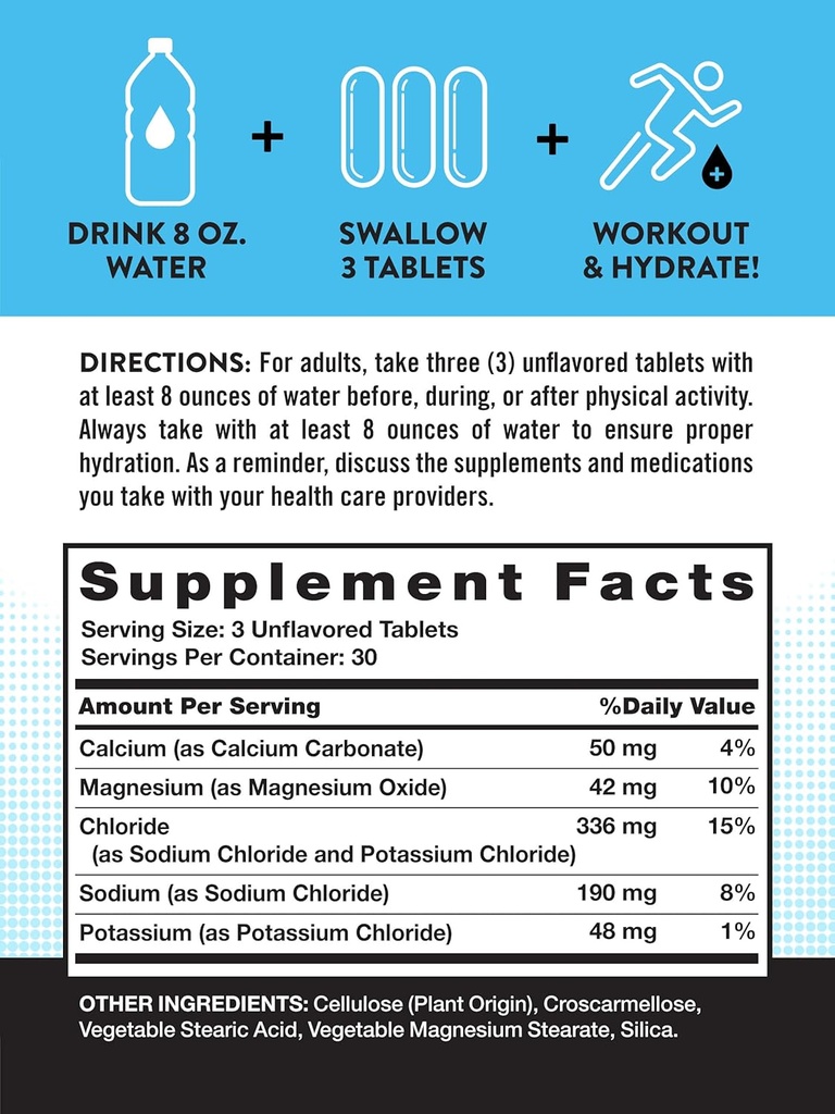 Nature's Truth Electrolyte Tablets | No Sugar | 90 Count | Vegan, Non-GMO & Gluten Free Hydration Supplement | With Minerals 3