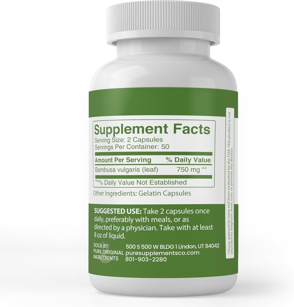 Pure Original Ingredients Bamboo Extract, Always Pure, No Additives Or Fillers, Lab Verified (100 Count) 4