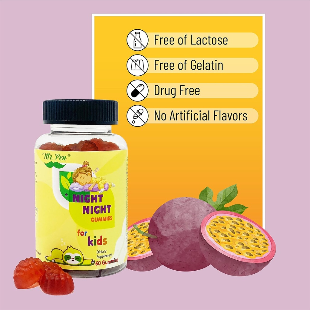 Melatonin Gummies for Kids | 60 Gummies | 2 Months Supplies | Passion Fruit Flavor | Natural Kids Sleep Supplement | 4+ Years, Melatonin Gummies Kids, Supplement for Faster and Longer Sleep 6