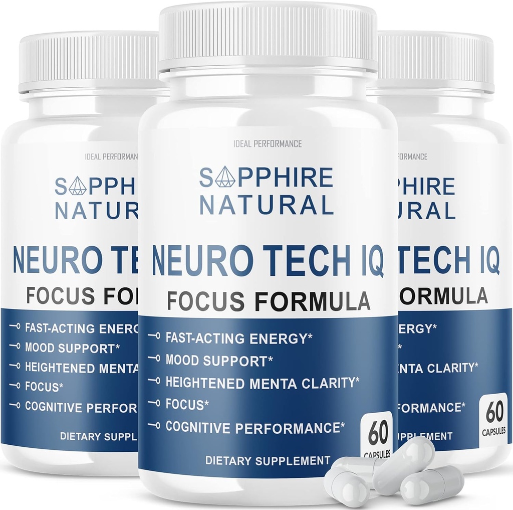 (3 Pack) Neuro Tech IQ Brain Supplement Neurotech Iq Focus Formula Pills (180 Capsules) 2