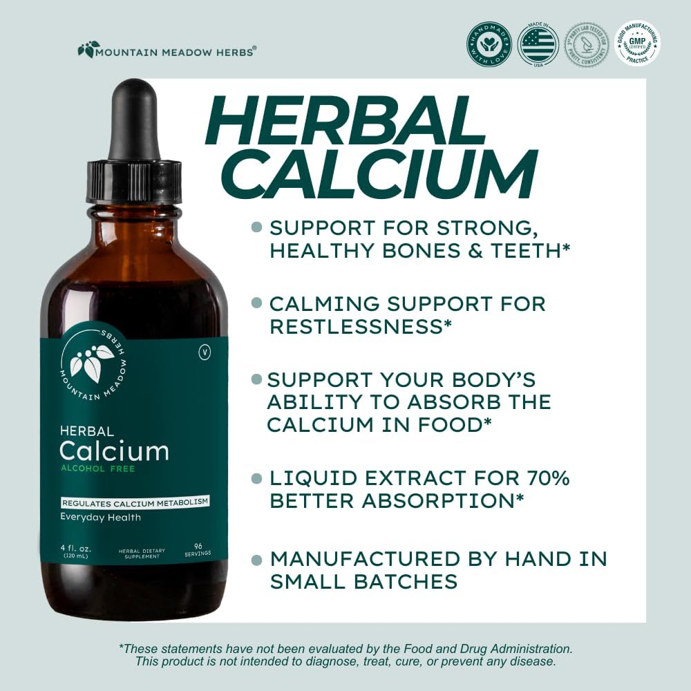Mountain Meadow Herbs Herbal Calcium – Vegan Liquid Calcium Supplement for Bone & Teeth Support, High Absorption Plant-Based Formula for Adults & Kids - 4 oz 3