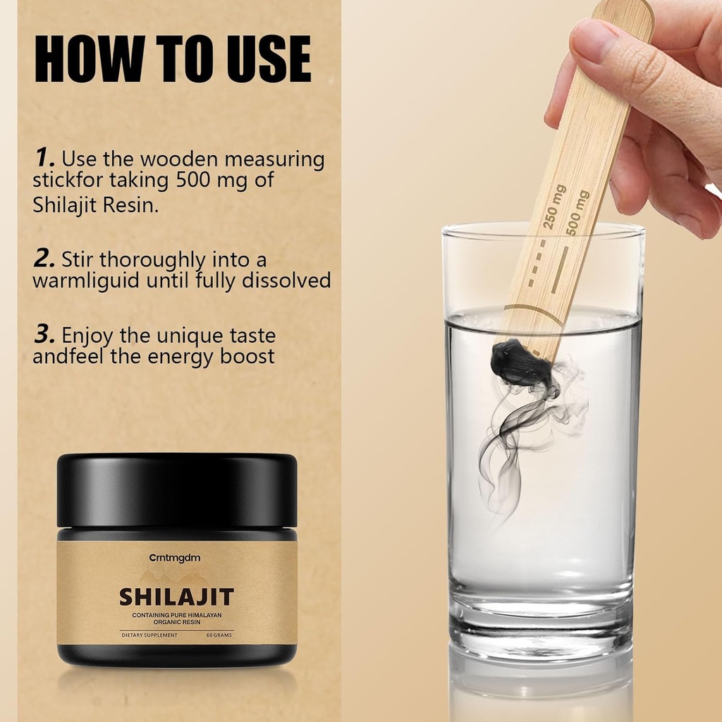 Shilajit Pure Himalayan Organic shilajit Resin with 85+ Humic Acid, Trace Minerals, and Fulvic Acid, Powerful Shilajit Gel for Men & Women, Premium Enhancer for Energy and Immune Support, 60g 6