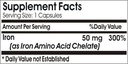 Iron Chelate 50mg ~ 100 Capsules - No Additives ~ Naturetition Supplements 3