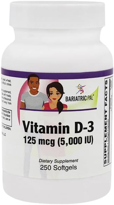 BariatricPal Vitamin D-3 125mcg (5000 IU) - Easy Swallow Vegetarian Softgels (100ct Bottle) 6