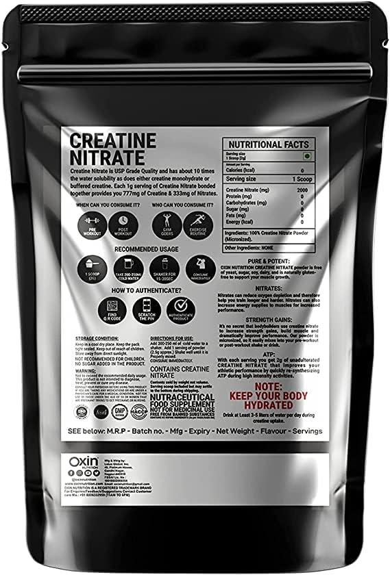 Oxin Nutrition Creatine Nitrate Pre Workout Supplement Powder 50 Grams 3