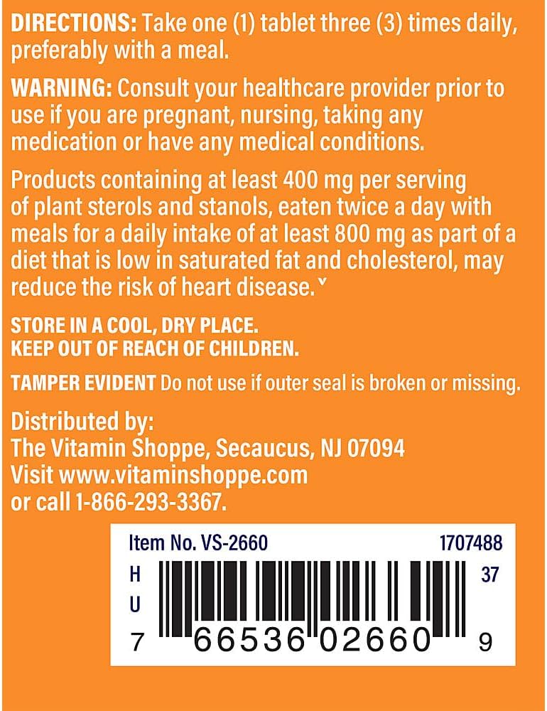 The Vitamin Shoppe Super Phytosterols 900MG, Supports Cardiovascular Health, Supports Cholesterol Levels Already Within The Normal Range (90 Tablets) 4