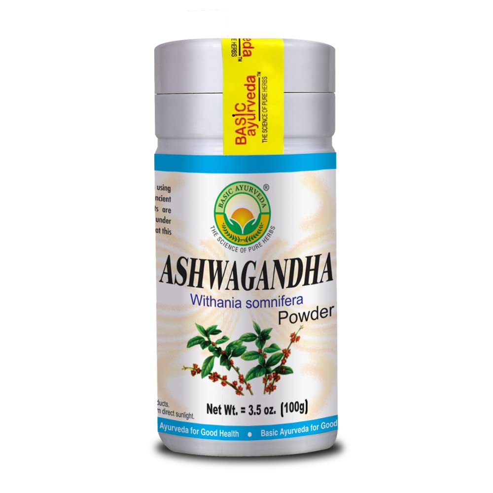 BASIC AYURVEDA Ashwagandhaパウダー | オーガニックインド ジンセン ルート エキス | エネルギー、フォーカス、および気分のサポート | ナチュラル アーユルヴェーダ ハーブ サプリメント | 3.53 Oz (100g)