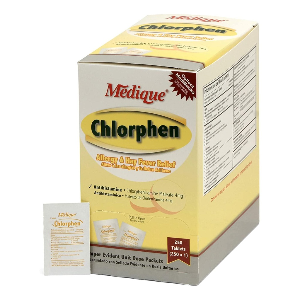 Medique Chlorphen のアレルギーの救助 4 の mg の Chlorpheniramine の男性用タブレット、1 箱あたりの