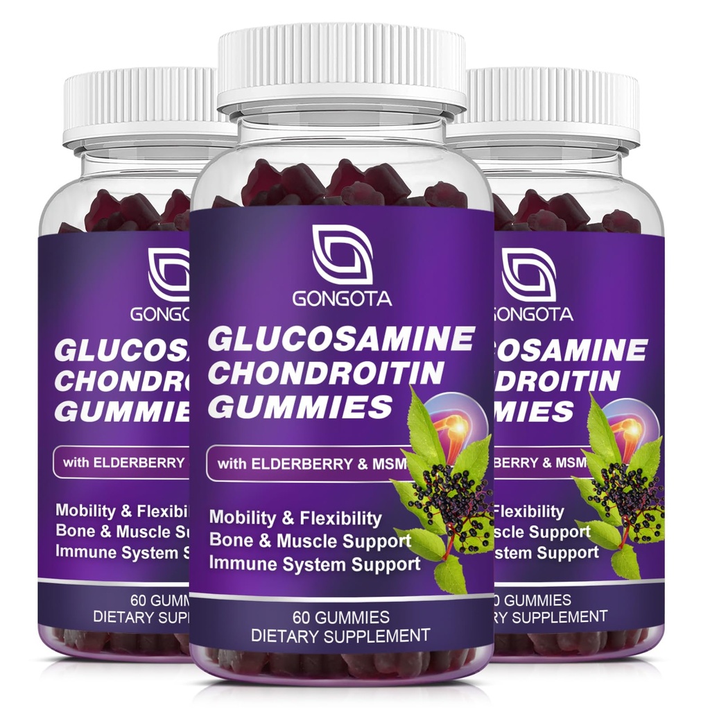 Glucosamineのコンドロイチンのグミ - 2のパック、MSM及びエルダーベリー、柔軟性サポート、人のための最もよい軟骨及び免疫サポート補足との余分強さ1500mgグルコサミン- 180のガミー