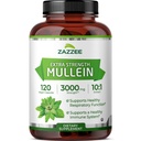 Zazzeeの余分強さのMullein 10:1のエキス、3000のmgの強さ、120のビーガン カプセル、4か月の供給、標準化された10Xのエキス、100%の純粋な葉の粉、米国でなされるオールナチュラルおよび非GMO