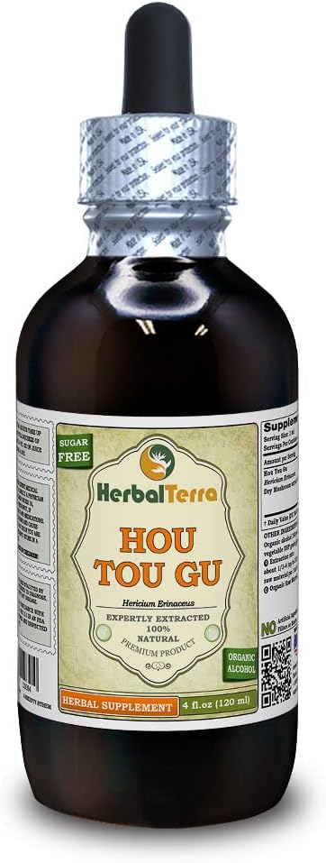 HOU TOU Gu(Hericium Erinaceus) Tincture、乾燥マッシュルーム液体エキス(ブランド名:HerbalTerra、米国製)4 fl.oz(120 ml)
