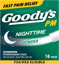 Goody's Nighttime Powder, Pain Reliever & Sleep Aid with Acetaminophen & Diphenhydramine Citrate, Caffeine Free, 16 Count