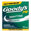 Goody's Nighttimeパウダー、痛みリレバー&Aid with Acetaminophen&Diphenhydramineクエン酸塩、カフェインフリー、16カウント