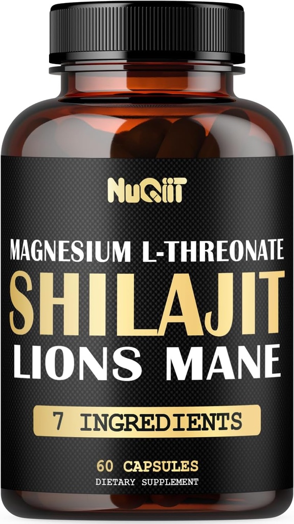 Shilajit Pure Himalayan Organic with Magnesium, Lions Mane, and Men Health Complex as Ashwagandha, Maca Root & More - Support Immunity, Brain Health & Positive Mood - 60 Capsules