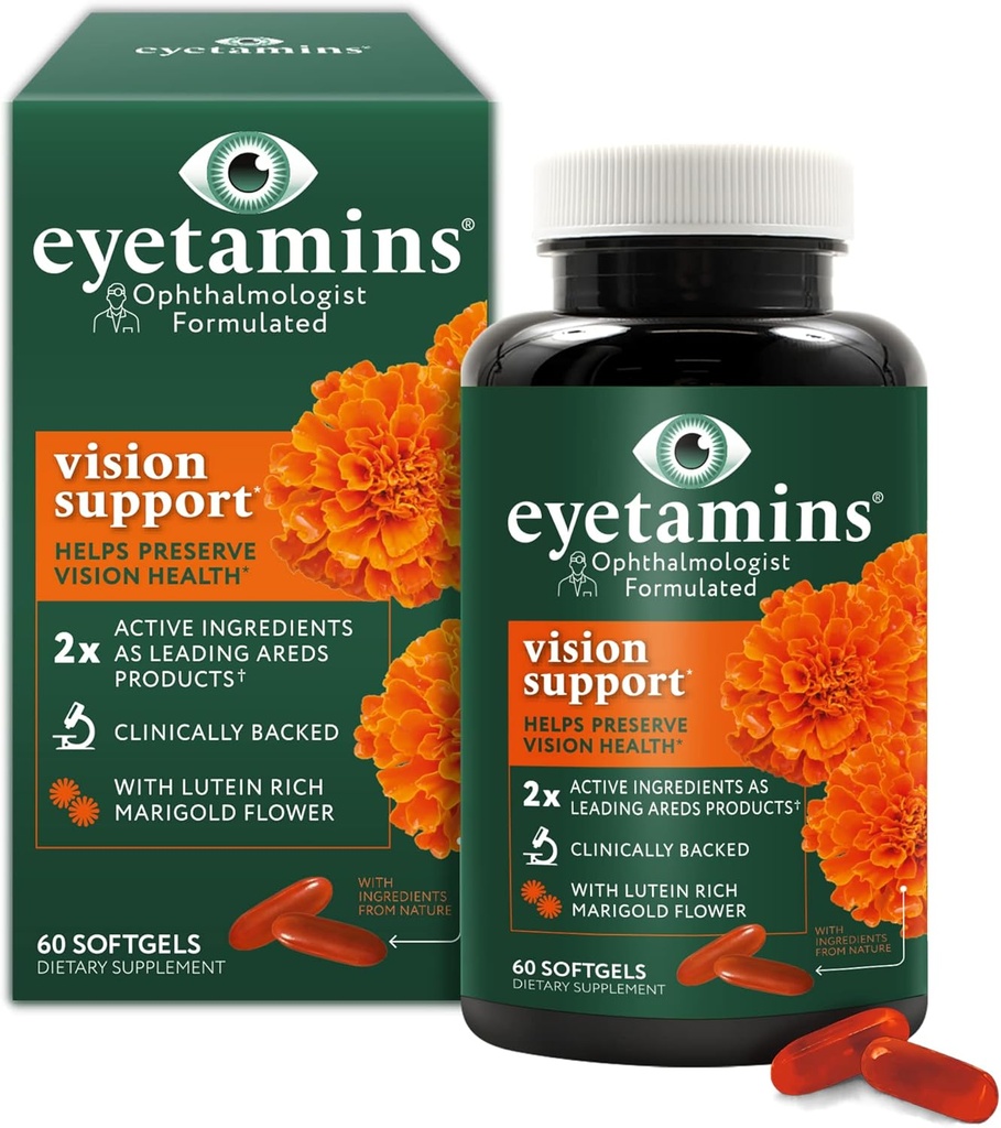 eyetamins の視野サポート - 60 のカプセルの Ophthalmologist 組み込み - 2X の Lutein および鉛のブランドの Zeaxanthin - 植物ベースの、自然-ビーガンおよび非 GMO の方式(60 の計算)