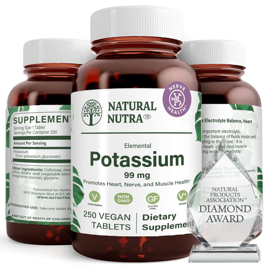 自然なNutraの元素のカリウムのグルコネート99のmgの食事療法の補足-エネルギーを促進して下さい、ブーストの神経系を、促進します心の健康、ミネラル規則、筋肉機能- 250のビーガン タブレット