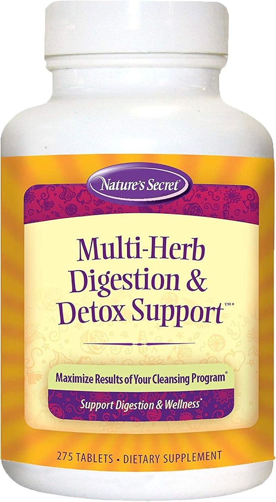 Nature's Secret Multi Herb Digestion & Detox サポート - ヘルシーな消化機能、若返りとアルファルファ、タンポ、フェンネル、グリーンティーと強力なクレンジングを促進 - 275 タブレット